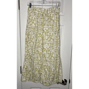 Joie Women's 100% Linen Wide Leg Floral Pattern Pants White Yellow Size‎ Small